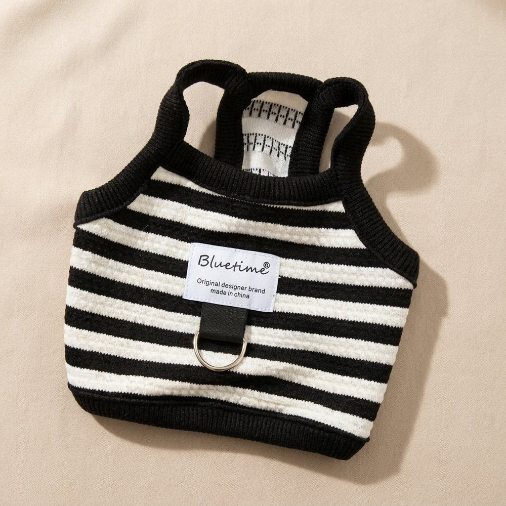 Striped Halter Vest for Dogs & Cats with D-Ring