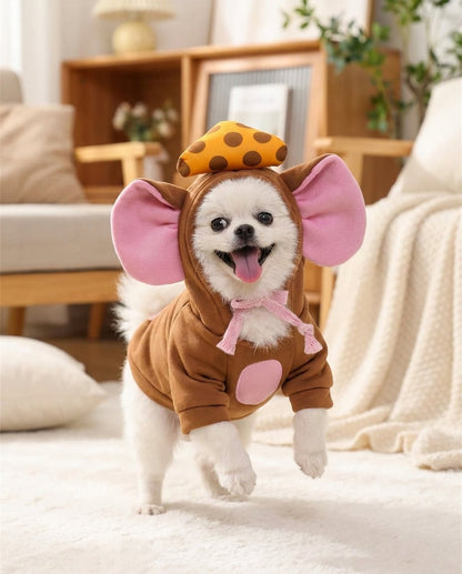 Cheese Hat Mouse Cosplay Hoodie for Dogs