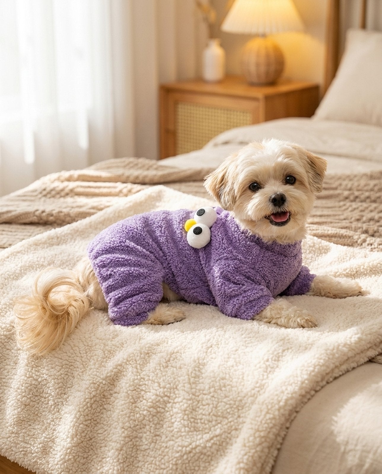 Big-Eyes Sherpa Fleece Jumpsuit for Dogs