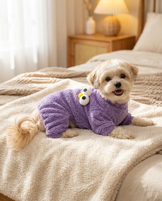 Big-Eyes Sherpa Fleece Jumpsuit for Dogs