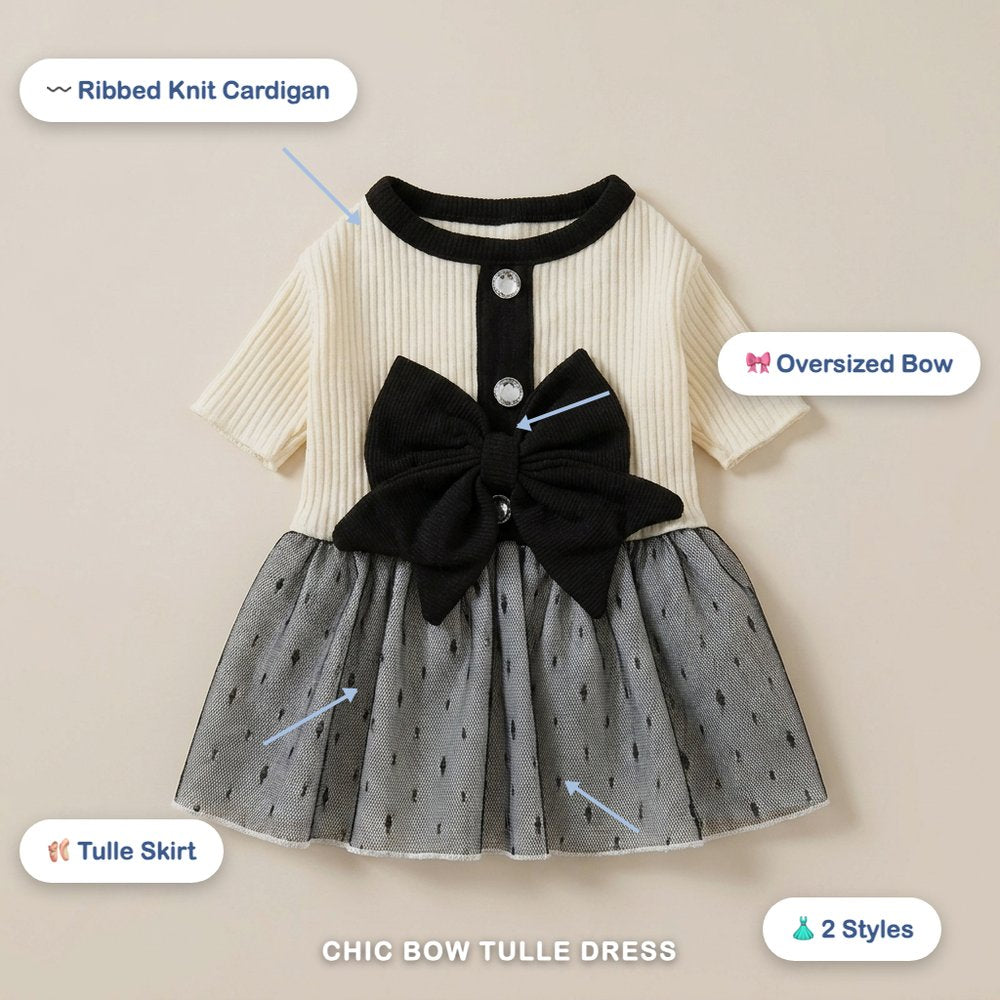Chic Bow Tulle Party Dress for Dogs