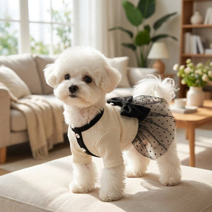 Chic Bow Tulle Party Dress for Dogs