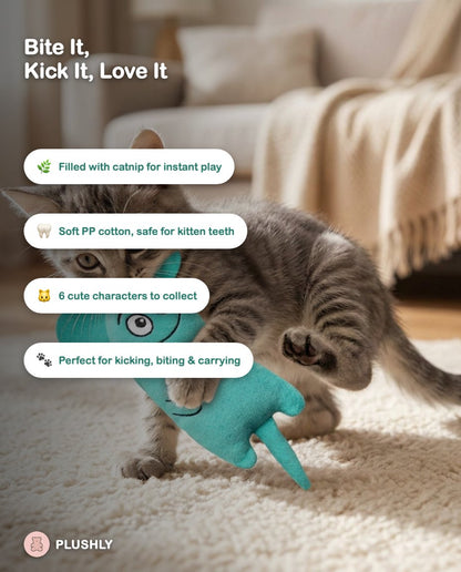 Mini Catnip Plush Chew Toy — Teeth Grinding Kicker Toy for Cats & Kittens