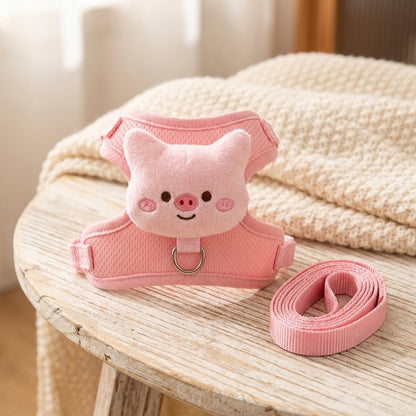 Cute Animal Face Cat Harness & Leash Set