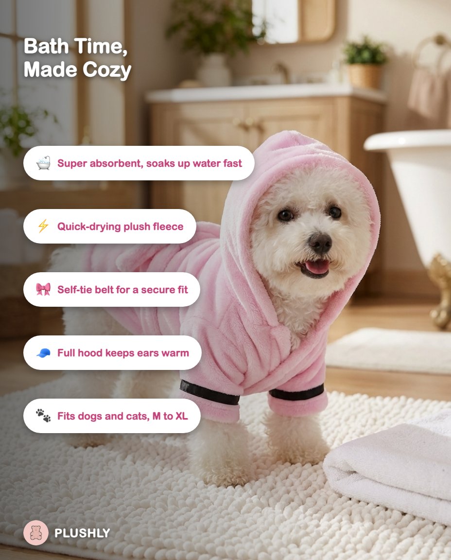Cozy Hooded Bathrobe for Dogs & Cats