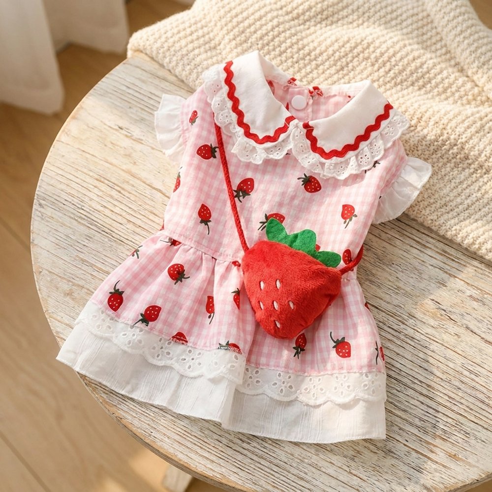 Strawberry Gingham Sundress with Purse