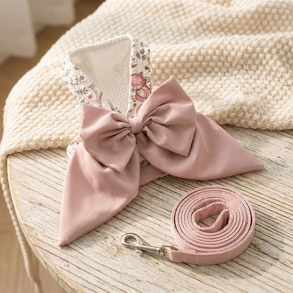 Oversized Bow Floral Harness & Leash Set