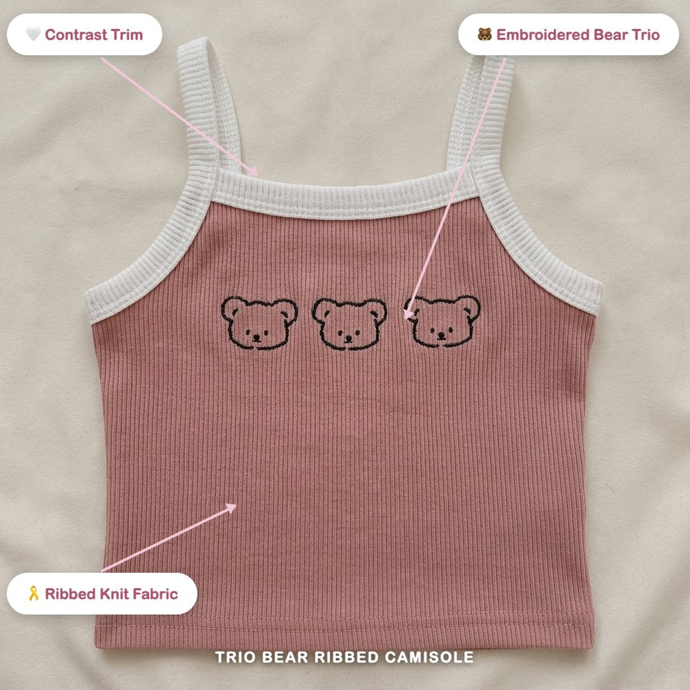 Trio Bear Ribbed Camisole