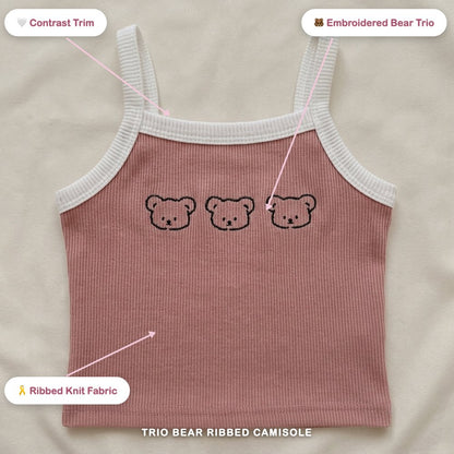 Trio Bear Ribbed Camisole