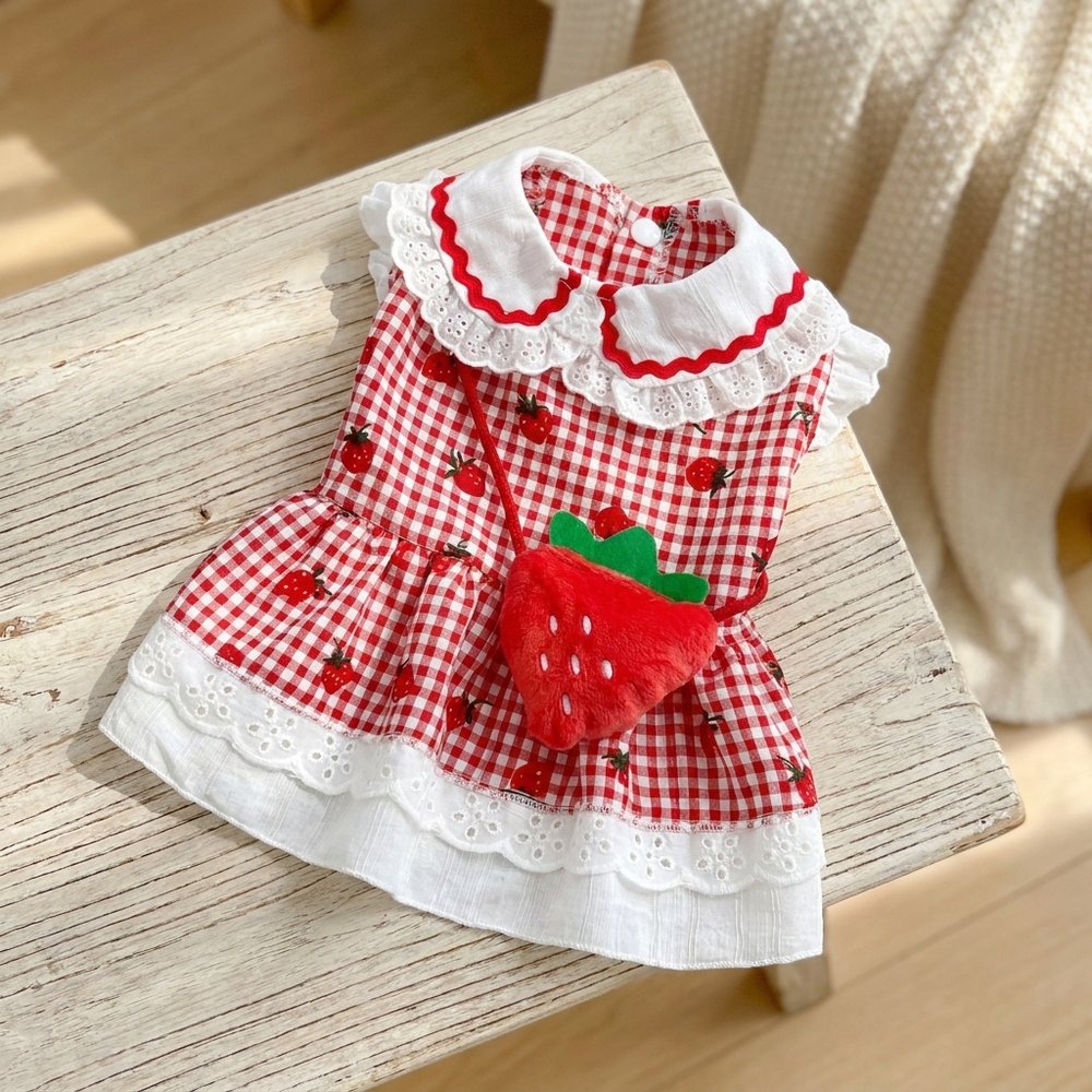 Strawberry Gingham Sundress with Purse