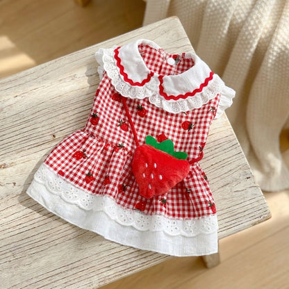 Strawberry Gingham Sundress with Purse