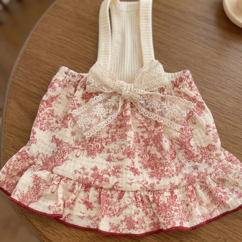 French Toile Ruffle Sundress