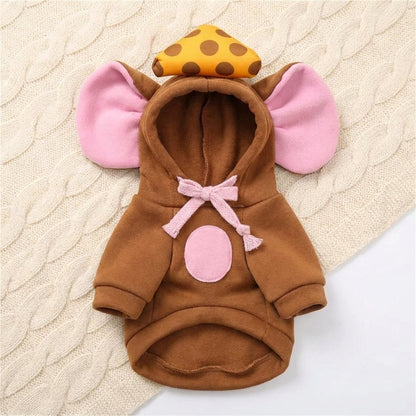Cheese Hat Mouse Cosplay Hoodie for Dogs
