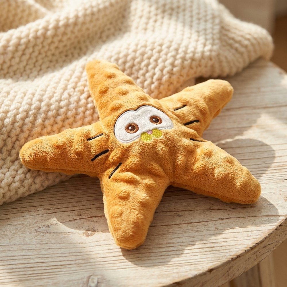 Starfish Squeaky Plush Dog Toy — Treat-Dispensing Sniffing Puzzle