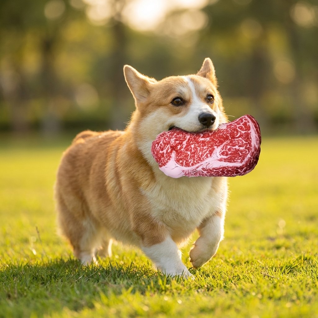 Realistic Steak Squeaky Chew Toy for Dogs