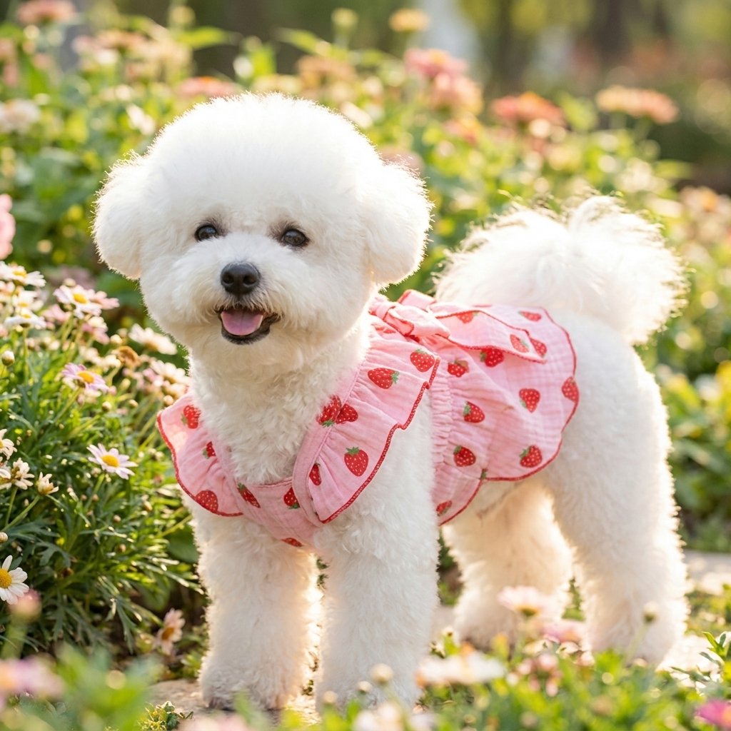Strawberry Print Cotton Dress for Dogs