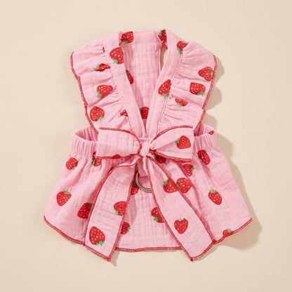 Strawberry Print Cotton Dress for Dogs