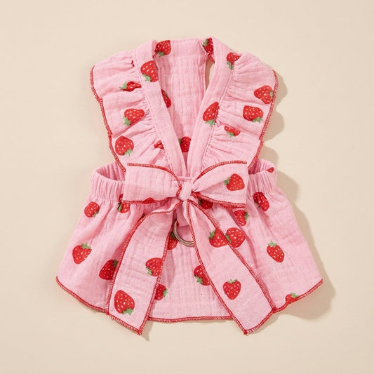 Strawberry Print Cotton Dress for Dogs