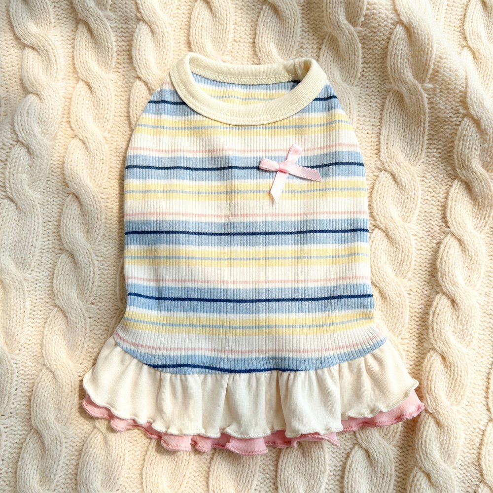 Striped Ribbed Sundress for Dogs