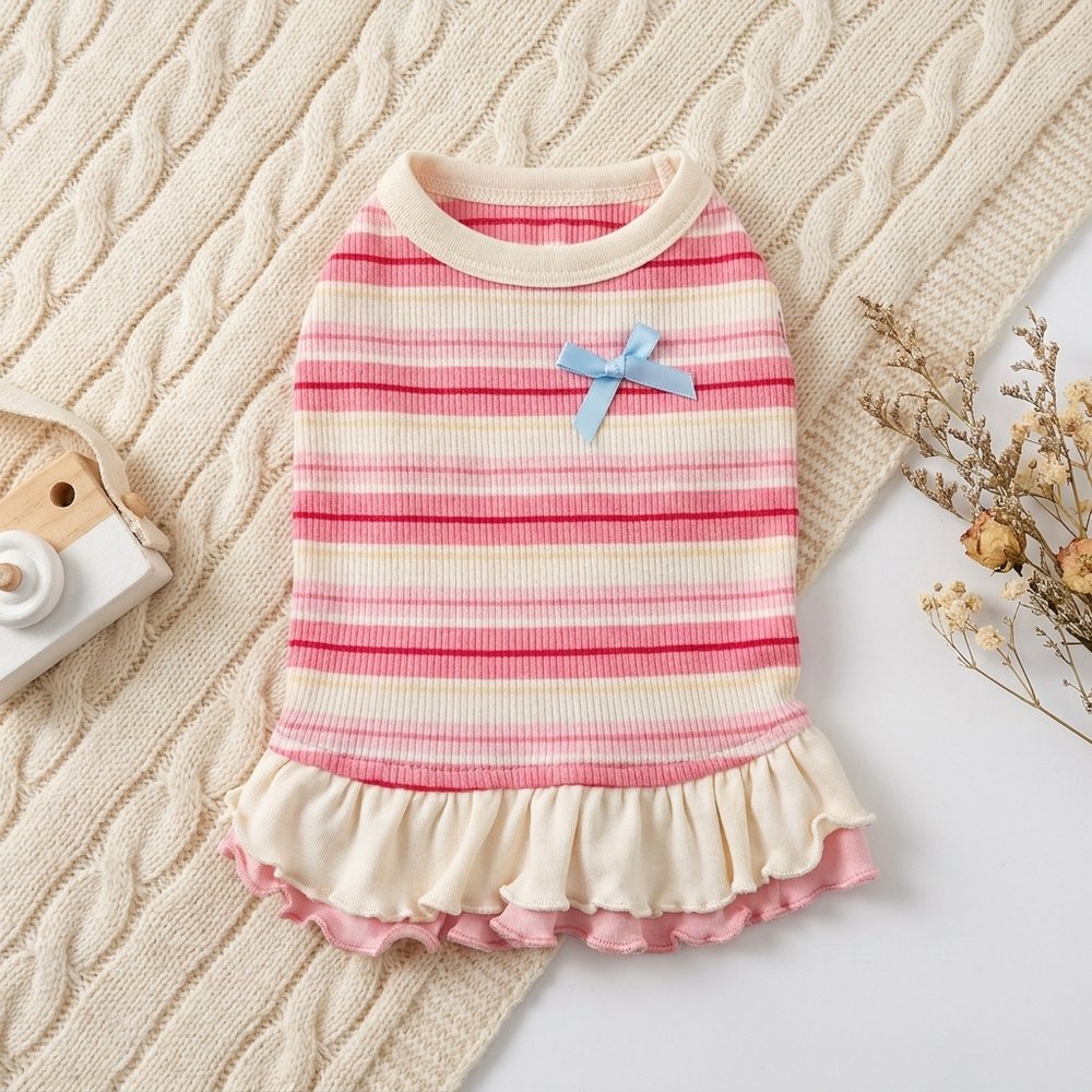 Striped Ribbed Sundress for Dogs