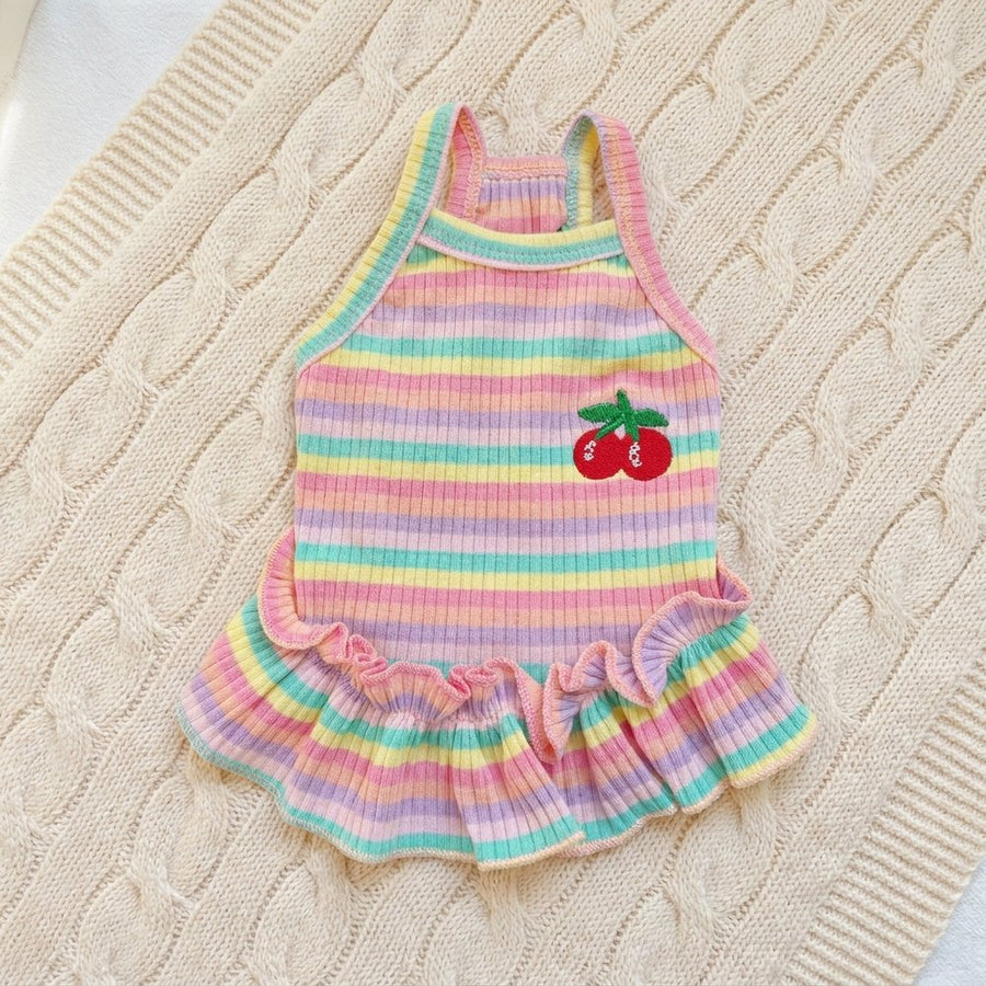 Rainbow Striped Lace Sundress for Dogs & Cats