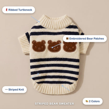 Striped Bear Patch Sweater for Dogs  Collection: Cozy Layers