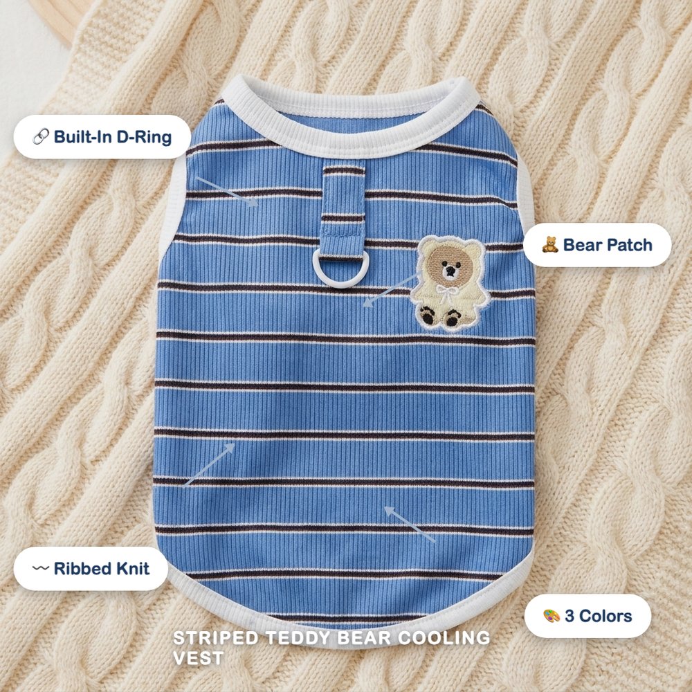 Striped Teddy Bear Cooling Vest for Dogs