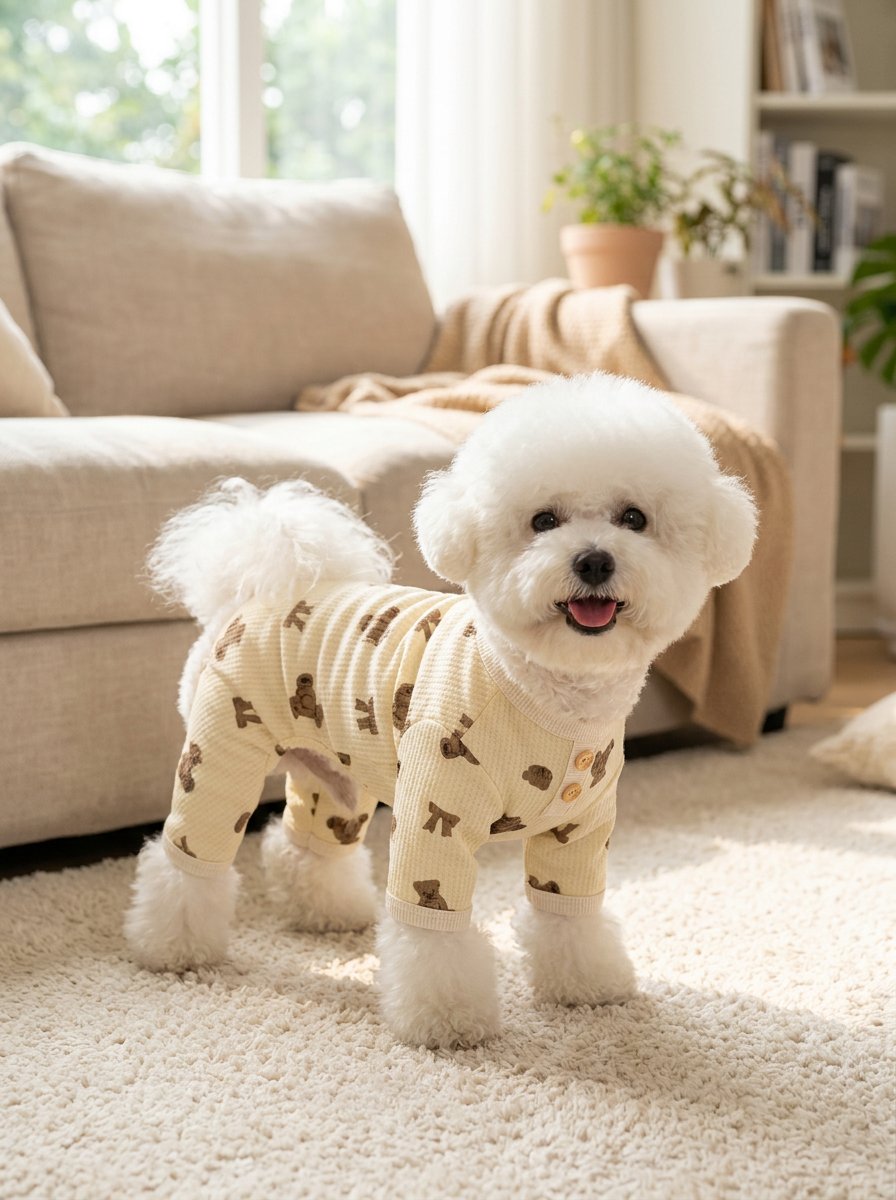 Teddy Bear Print Vest & Jumpsuit for Dogs