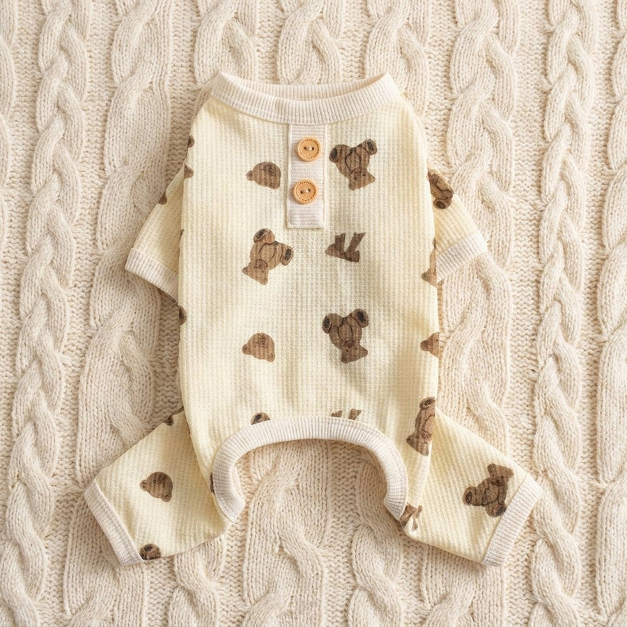 Teddy Bear Print Vest & Jumpsuit for Dogs