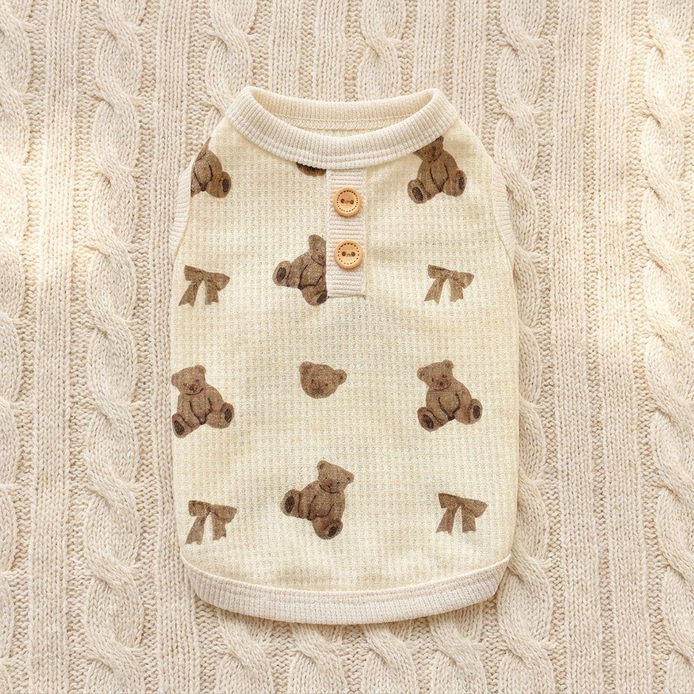 Teddy Bear Print Vest & Jumpsuit for Dogs