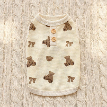Teddy Bear Print Vest & Jumpsuit for Dogs