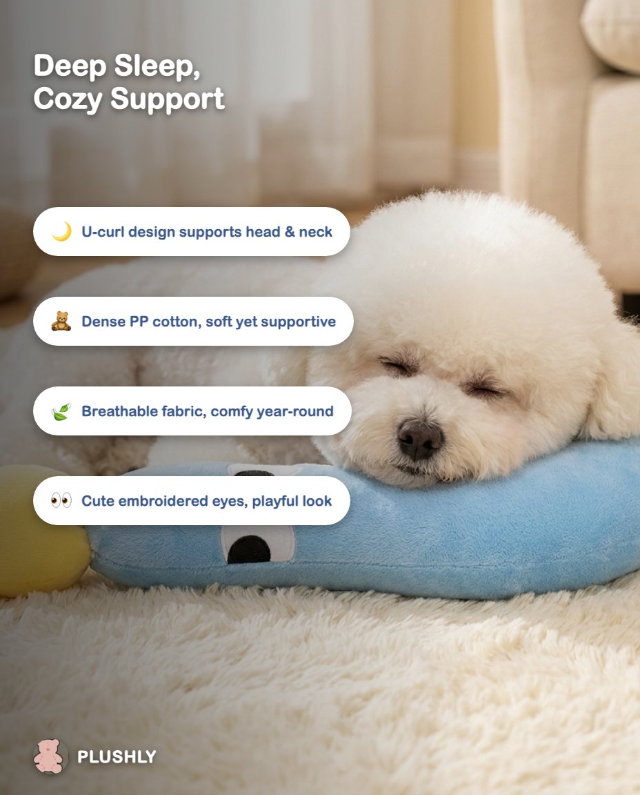 U-Shaped Neck Pillow — Cozy Sleep Cushion for Dogs & Cats