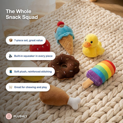 7-Piece Fruit & Snack Plush Toy Set