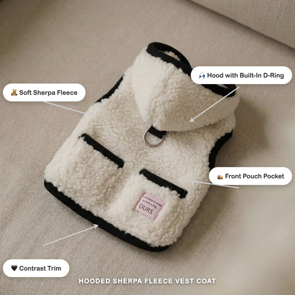 Hooded Sherpa Fleece Vest Coat