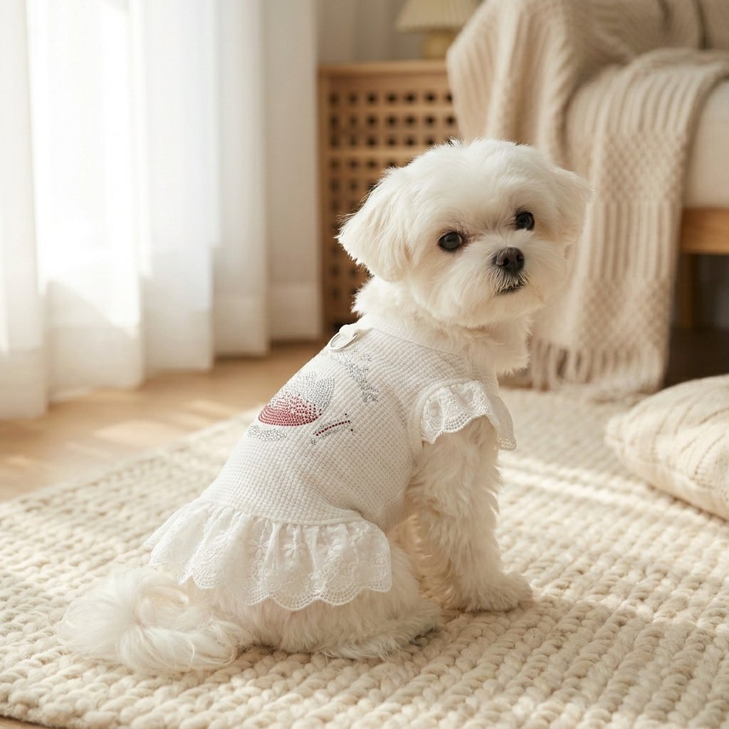 Rhinestone Bear Lace Flutter Dress
