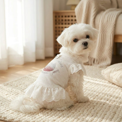 Rhinestone Bear Lace Flutter Dress