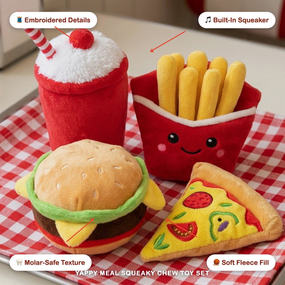 Yappy Meal Squeaky Chew Toy Set