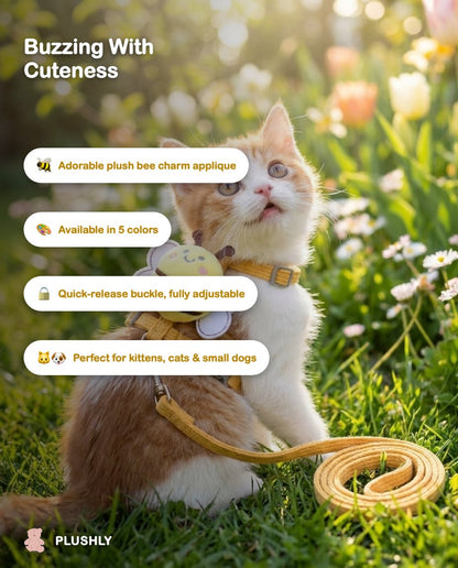 Adjustable Bee Cat Harness & Leash Set