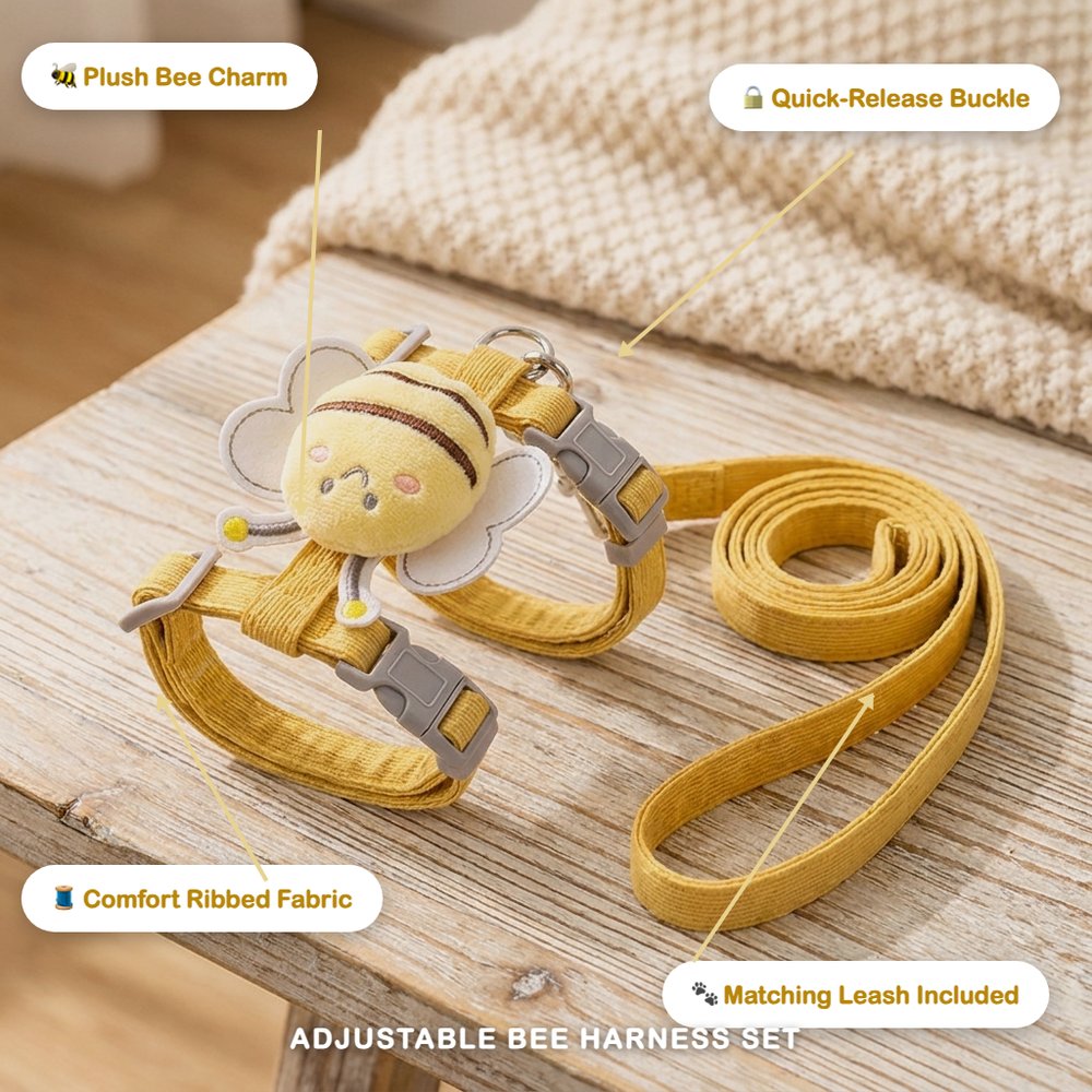 Adjustable Bee Cat Harness & Leash Set